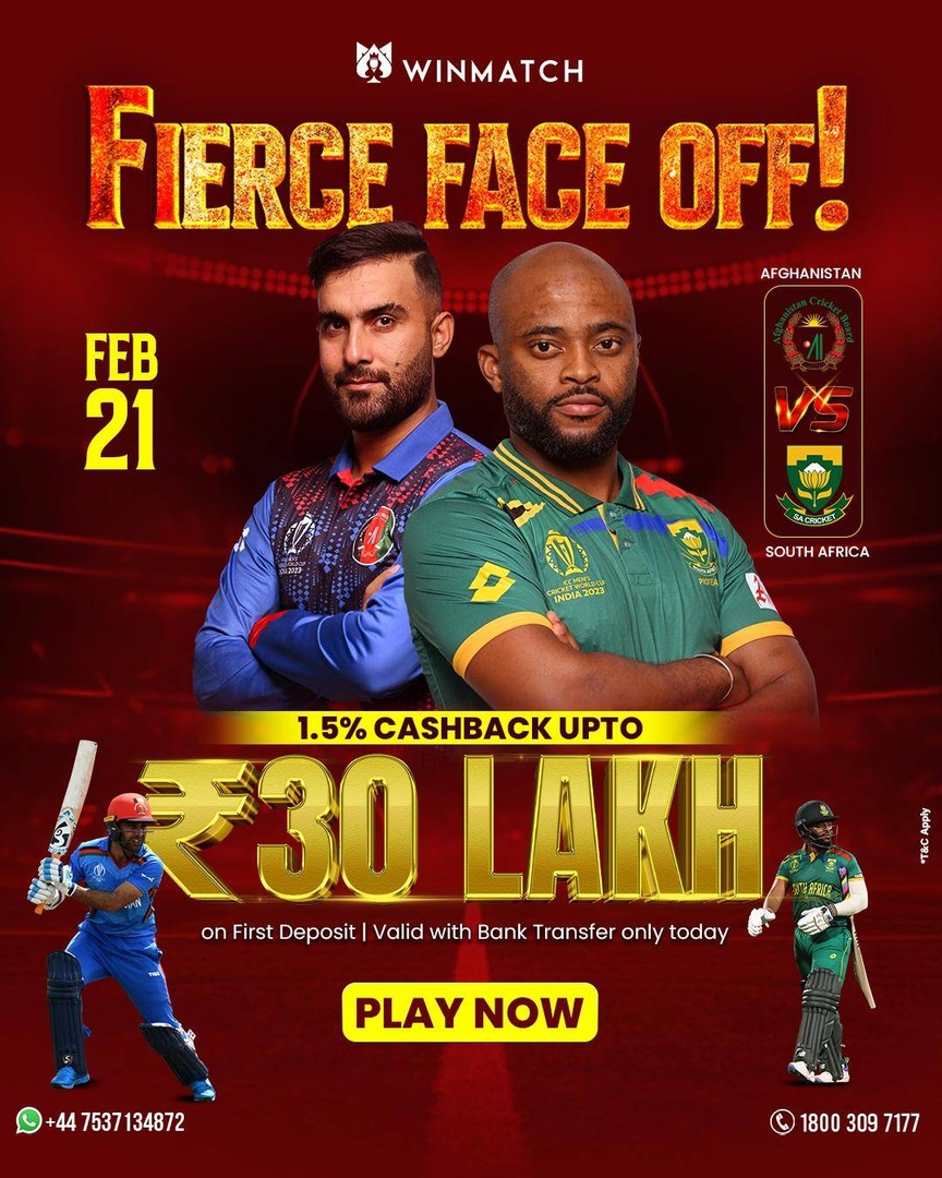 Afghanistan vs South Africa: Winmatch360 Brings You a ₹30 Lakh Cashback Offer!